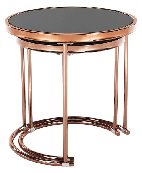 KONDELA Konferenční stolky, set 2 ks, rose gold chrom růžová / černá, rose gold chrom růžová/černá, MORINO