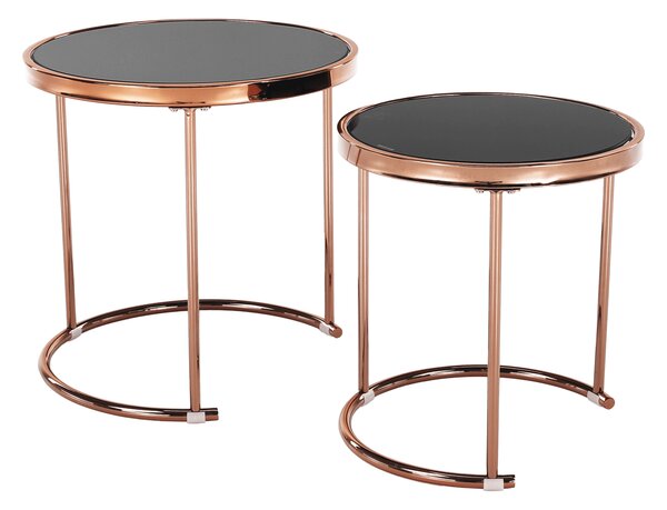 KONDELA Konferenční stolky, set 2 ks, rose gold chrom růžová / černá, rose gold chrom růžová/černá, MORINO