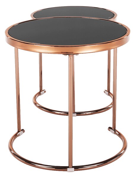 KONDELA Konferenční stolky, set 2 ks, rose gold chrom růžová / černá, rose gold chrom růžová/černá, MORINO