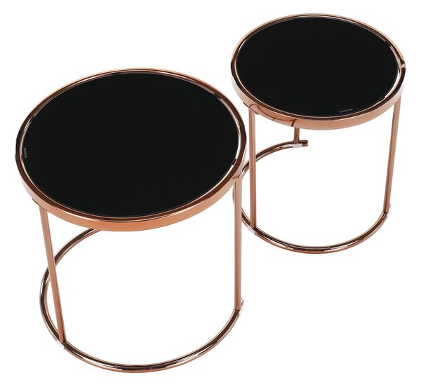 KONDELA Konferenční stolky, set 2 ks, rose gold chrom růžová / černá, rose gold chrom růžová/černá, MORINO