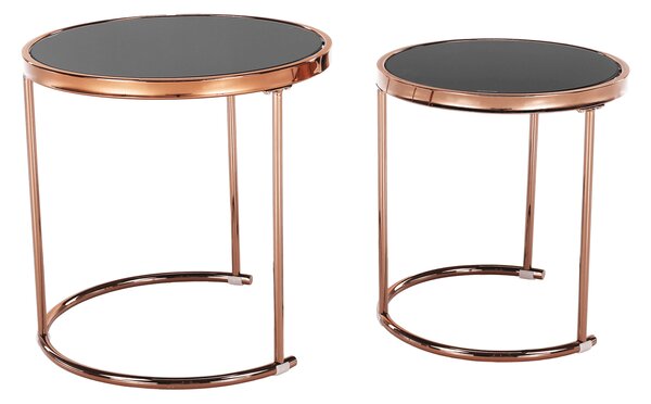 KONDELA Konferenční stolky, set 2 ks, rose gold chrom růžová / černá, rose gold chrom růžová/černá, MORINO