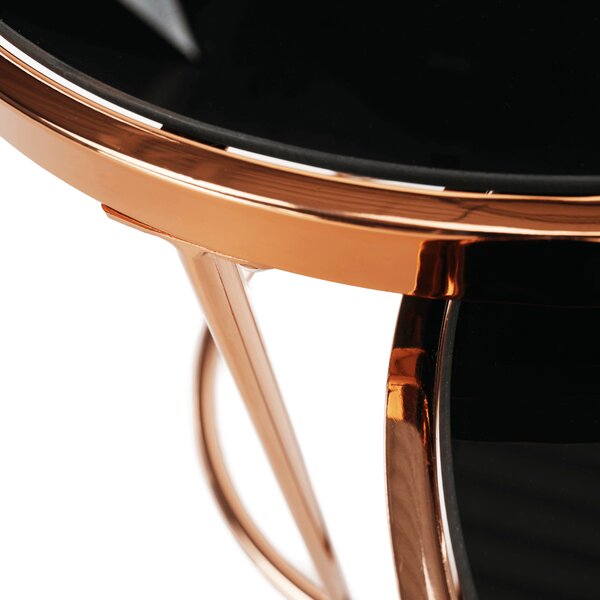 KONDELA Konferenční stolky, set 2 ks, rose gold chrom růžová / černá, rose gold chrom růžová/černá, MORINO