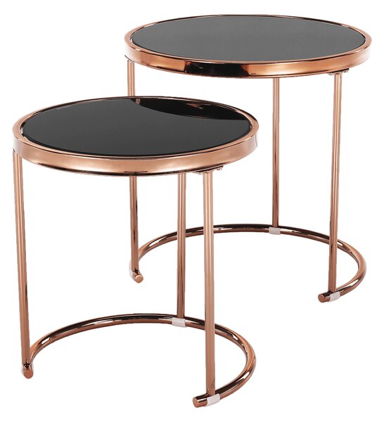 KONDELA Konferenční stolky, set 2 ks, rose gold chrom růžová / černá, rose gold chrom růžová/černá, MORINO