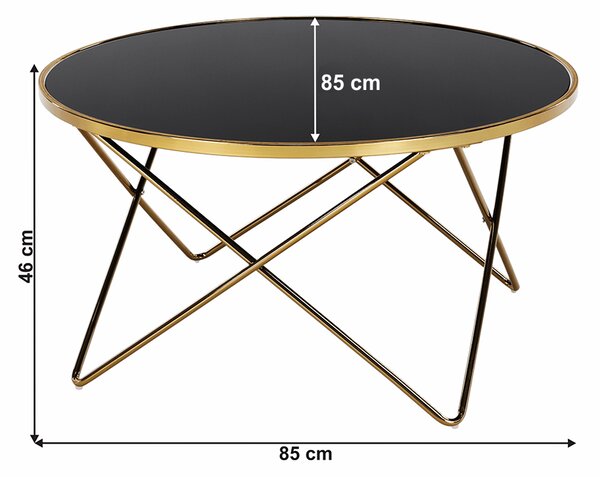 KONDELA Konferenční stolek, gold chrom zlatá/černá, ROSALO
