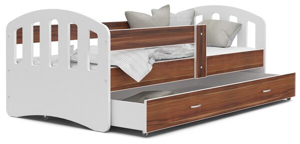 Dětská postel se šuplíkem HAPPY - 140x80 cm - havana-bílá