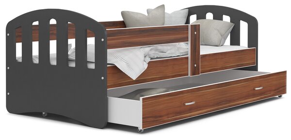 Dětská postel se šuplíkem HAPPY - 160x80 cm - havana-šedá