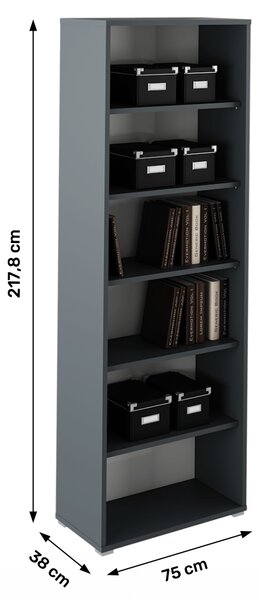 KONDELA Vysoký regál, grafit , RIOMA NEW TYP 01