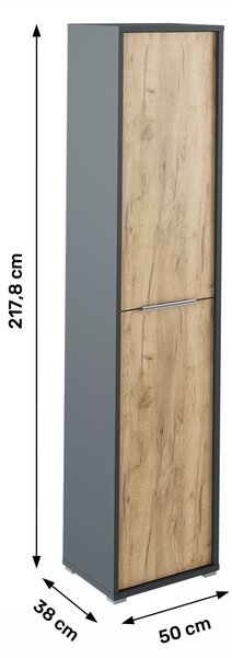 KONDELA Vysoká skříň s policemi, grafit / dub artisan, RIOMA NEW TYP 06