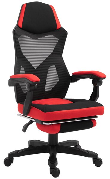 Vinsetto Ergonomická kancelářská židle, herní židle, otočná židle s opěrkou nohou, PC židle, exekutivní židle, nastavitelná výška, polyester, černá a