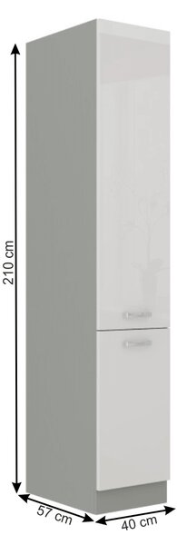 KONDELA Skříňka potravinová vysoká, bílá vysoký lesk, PRADO 40 DK-210 2F