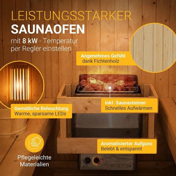 Finská sudová sauna Ø 190 cm – s odpočívárnou, 220 cm