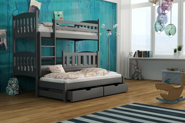 Dětská postel 80 cm ANJA (s roštem a úl. prostorem) (grafit). Vlastní profesionální přeprava až k Vám domů 1013186