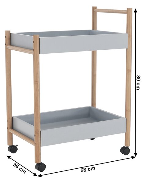 KONDELA Servírovací vozík, šedá/přírodní, SERYL