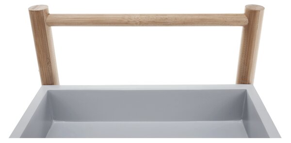 KONDELA Servírovací vozík, šedá/přírodní, SERYL