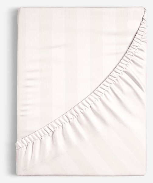 Goldea damaškové napínací prostěradlo - smetanové proužky se saténovým leskem 80 x 160 cm