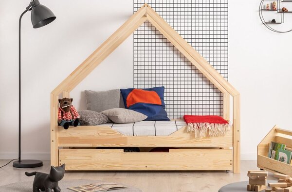 Dětská domečková postel se šuplíkem z masivu LOCA B - 160x70 cm