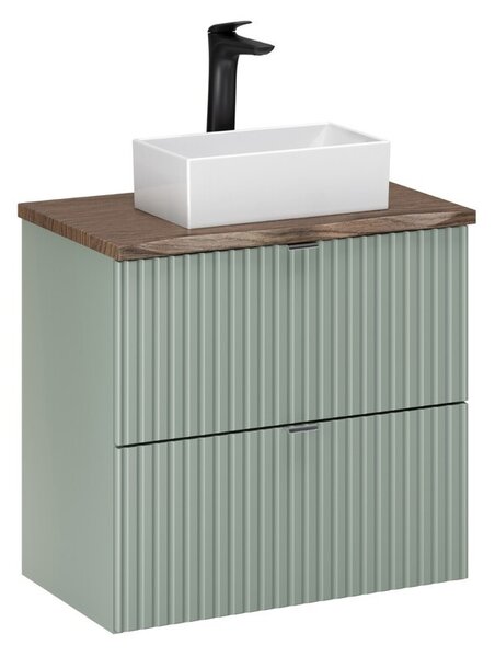 Comad Závěsná skříňka Line Reed Green Gaja s deskou a umyvadlem 60 cm zelená/dub casella