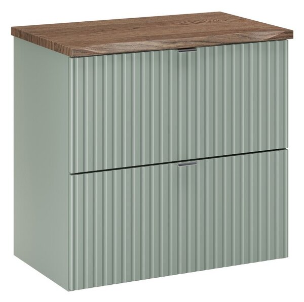 Comad Závěsná skříňka pod umyvadlo Line Reed Green s deskou 60 cm zelená/dub casella