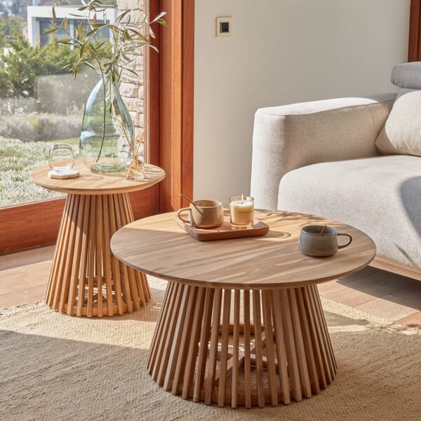 Teakový kulatý konferenční stolek Kave Home Jeanette 80 cm