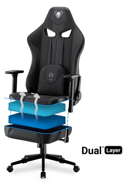 Látková herní židle Small Size, černá: Diablo X-Player 2.0