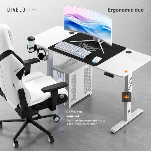 Výškově Nastavitelný Pracovní Stůl Diablo X-Tensio 1400 Bílý