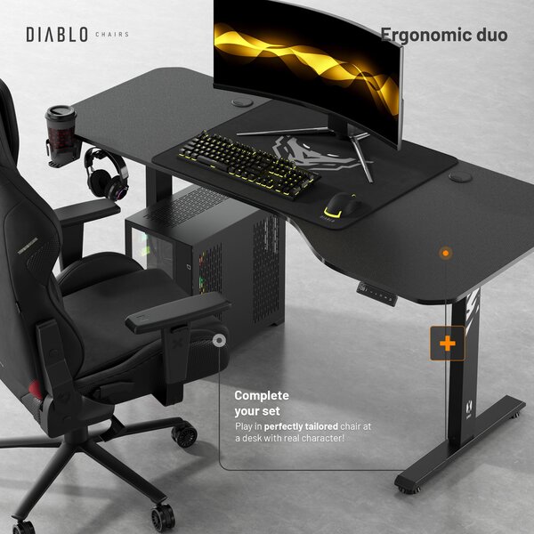 Výškově Nastavitelný Pracovní Stůl Diablo X-Tensio 1600 Černý