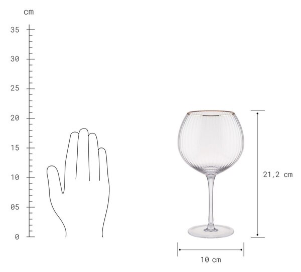 GOLDEN TWENTIES Sada sklenic na gin se zlatým okrajem 650 ml 4 ks