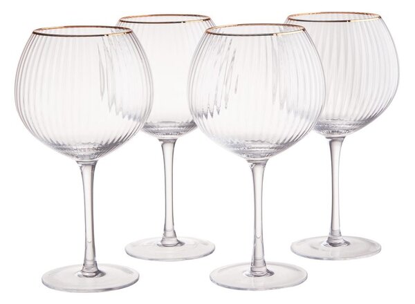 GOLDEN TWENTIES Sada sklenic na gin se zlatým okrajem 650 ml 4 ks