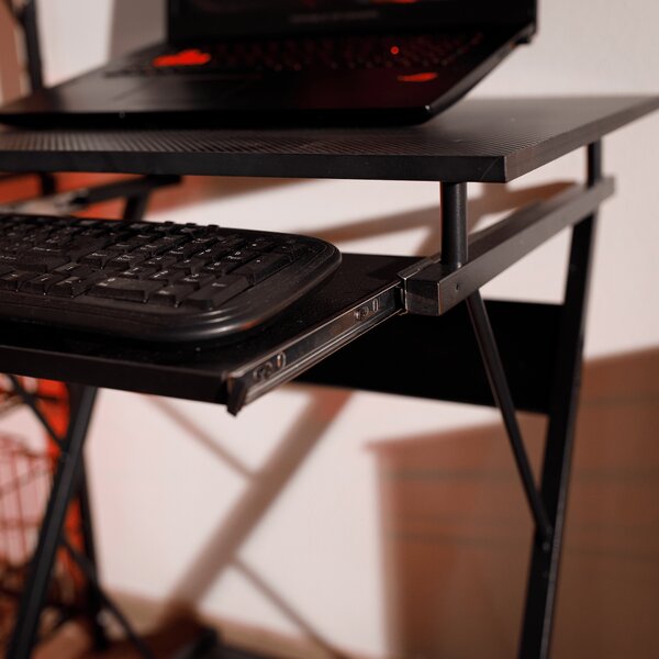 KONDELA Pojízdný PC stůl / herní stůl s kolečky, černá, TARAK