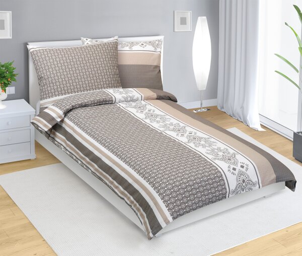 Bellatex Povlečení krepové Ornament kávová rozměr 140x200, 70x90 cm