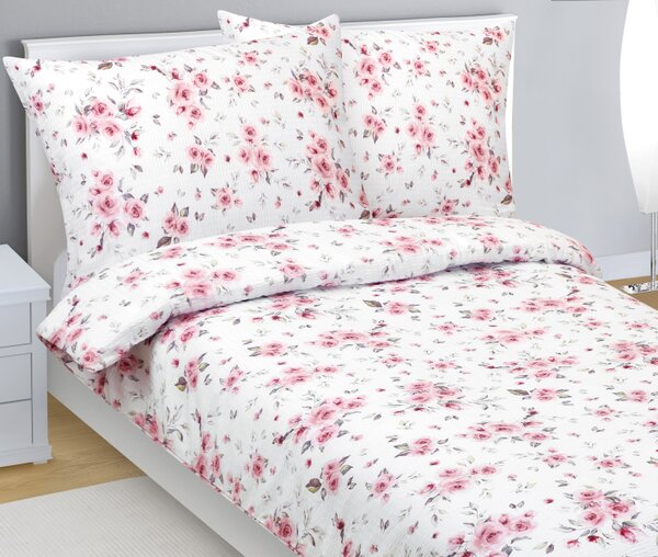 Bellatex Povlečení krepové Růže růžová rozměr 140x200, 70x90 cm