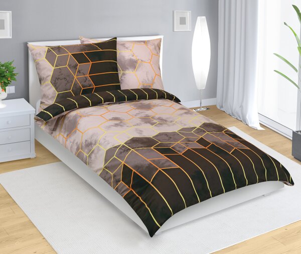 Bellatex Povlečení bavlněné 140x200, 70x90 cm Plástve hnědá, béžová