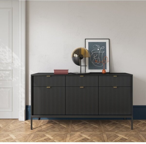 Piaski Komoda Nova 154 cm černá/černý rám