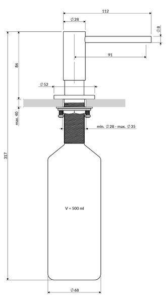 Omnires Modern Project dávkovač mýdla 500 ml chrom MP60723CR