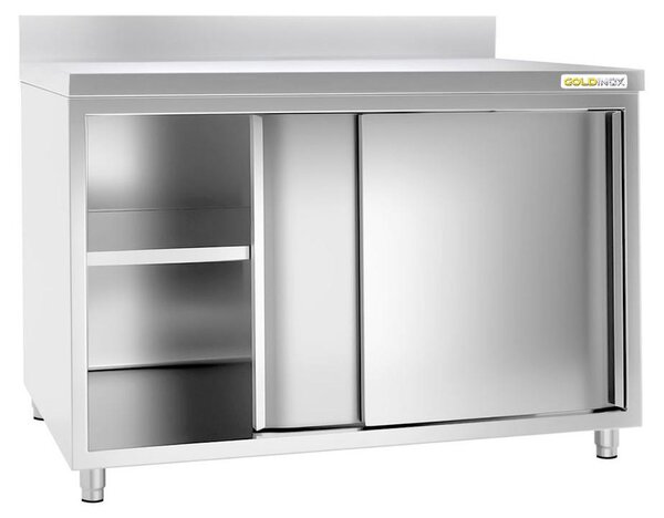 Nízká skříňka z nerezové oceli, rozměry 1800 x 800 mm, bez zadové stěny, PREMIUM – GOLDINOX
