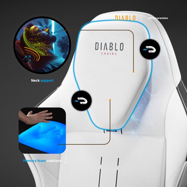 Bílá herní židle Diablo X.One Prime, Normal Size, Ghosted White