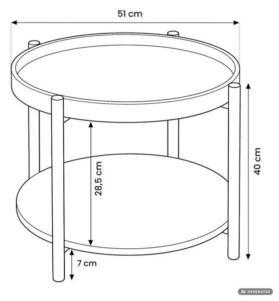 Konferenční stolek RIVA 51 cm ořech hnědý / černé nohy