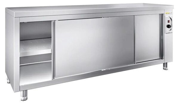 Nízká nerezová topná skříňka, rozměry 2000 x 700 mm, PREMIUM - GOLDINOX