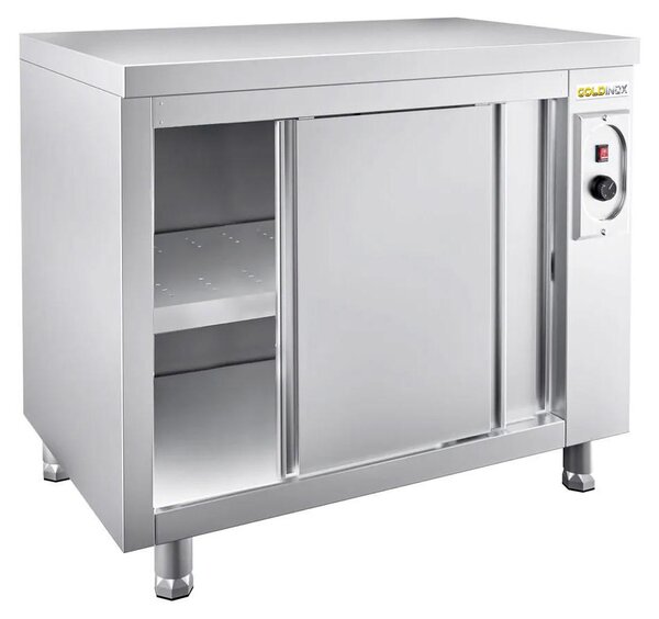 Nízká, vyhřívaná nerezová skříňka, rozměry 1200 x 700 mm, PREMIUM – GOLDINOX