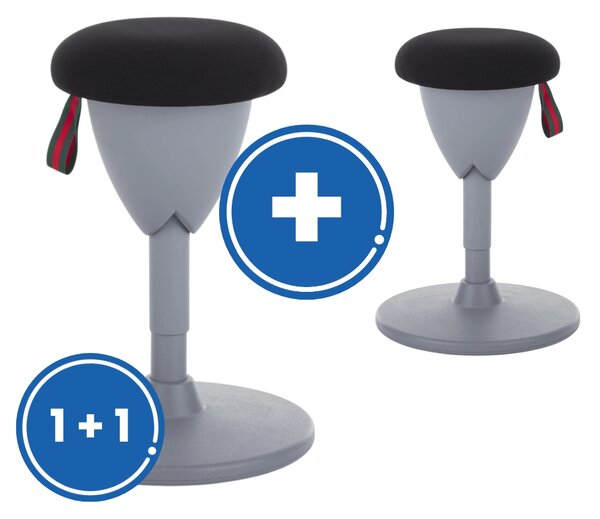 Balanční stolička Acorn 1 + 1 ZDARMA, černá / šedá