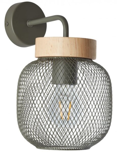 Brilliant 99107/74 Nástěnná lampa GIADA olivově zelená + dřevo