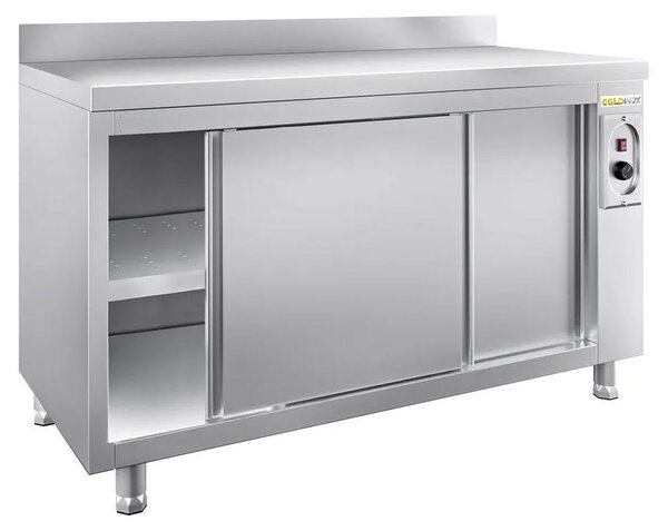 Nízká, nerezová, vyhřívaná skříňka, rozměry 1600 x 600 mm, kvalitní provedení – GOLDINOX