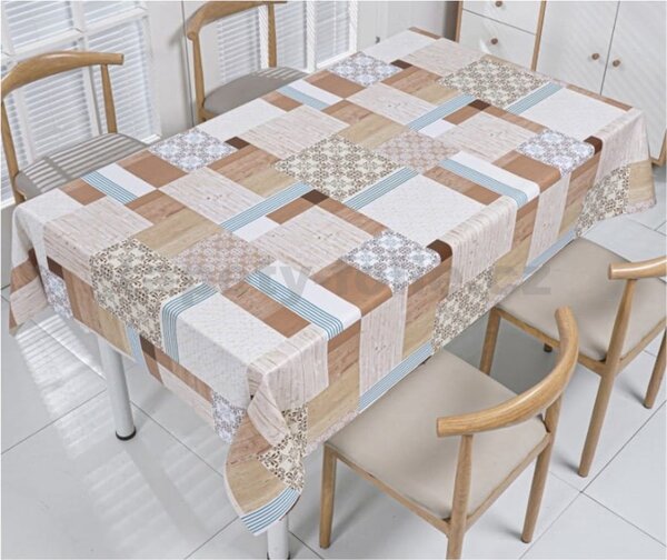 Ubrus PVC 3581561, metráž, 20 m x 140 cm, patchwork hnědý, IMPOL TRADE