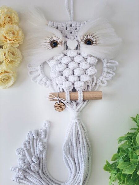 BRIMOON Sova macramé bílá Sova macramé bílá