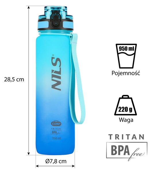 NCD04 MODRÁ TRITANOVÁ LÁHEV NA PITÍ 950 ML NILS CAMP