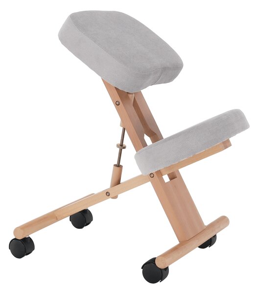 KONDELA Ergonomická klekačka, šedohnědá Taupe/buk, FLONET