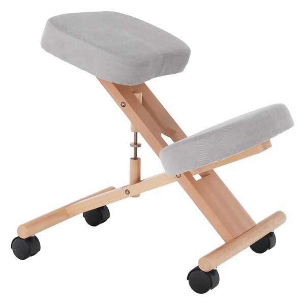 KONDELA Ergonomická klekačka, šedohnědá Taupe/buk, FLONET