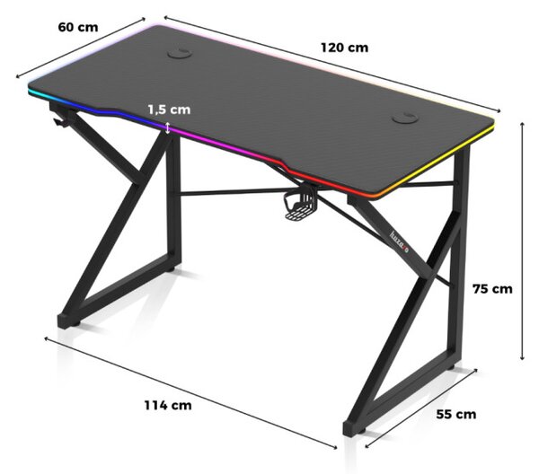 Herní stůl Hero 1.7 RGB černý