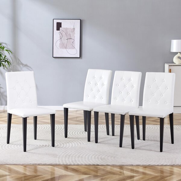 Sada čtyř jídelních židlí, lehký design, kovové nohy, univerzální (bílá + černá)