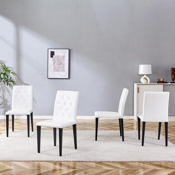 Sada čtyř jídelních židlí, lehký design, kovové nohy, univerzální (bílá + černá)